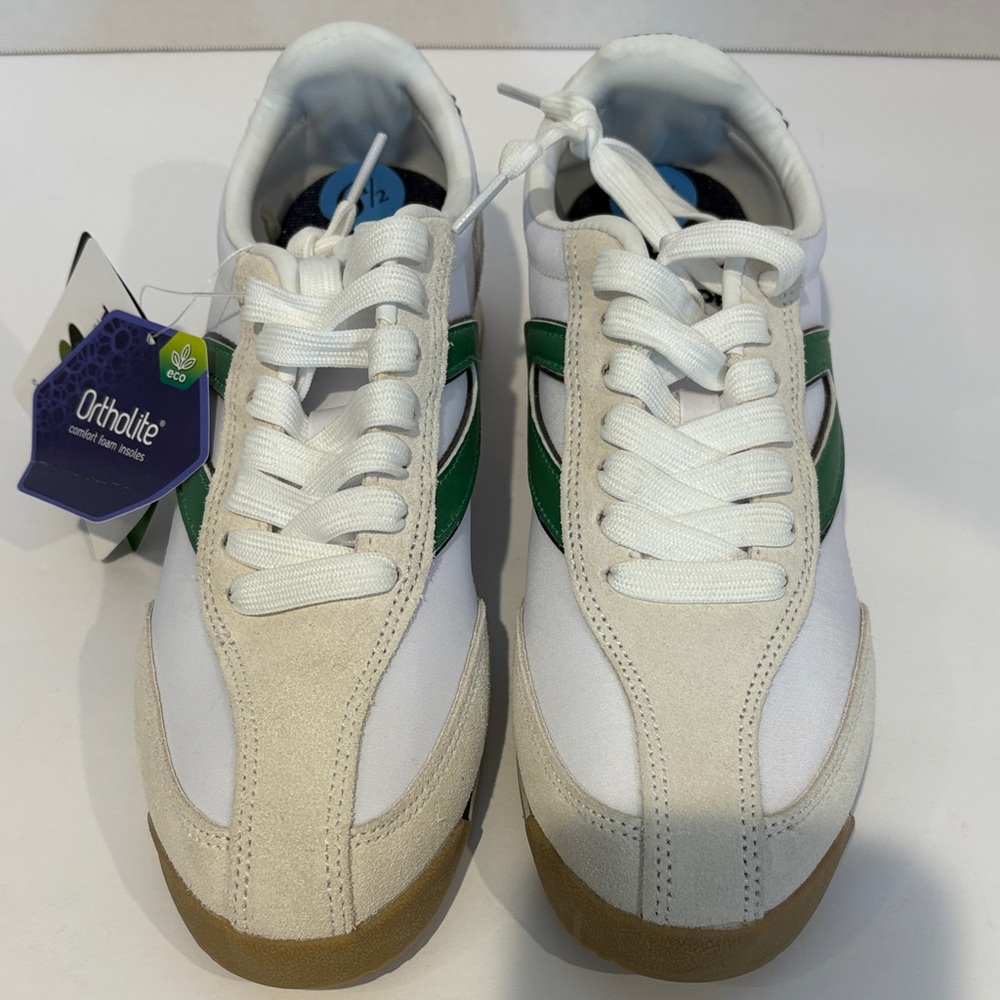Trenton White and Green Kristine elite Athletic Shoes with Tan Details brand new